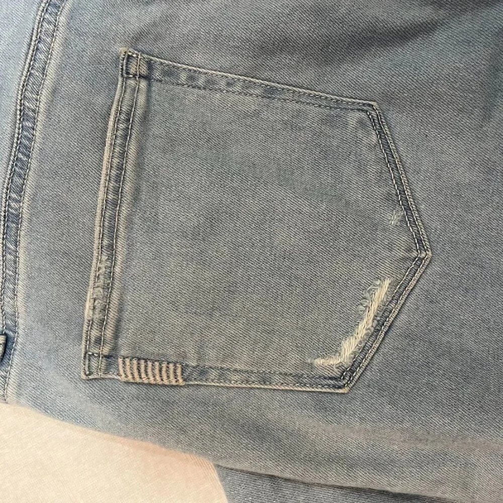 PAIGE Cindy High-Rise Straight-Leg Jeans Macaron Distressed Wash Size 32 - Picture 3 of 15